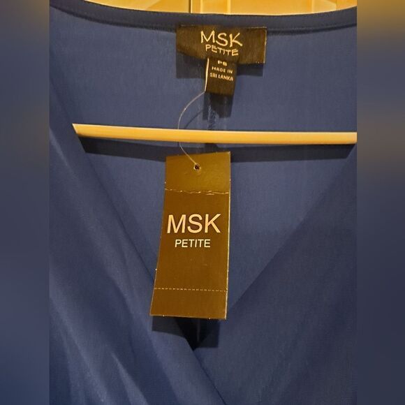MSK Petites Surplice Midi Dress Blue Petite Small NWT - Picture 3 of 3